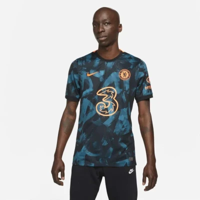 CAMISETA NIKE CHELSEA III 2021/22 TORCEDOR PRO MASCULINA - Preto/laranja CAMISETA NIKE CHELSEA III 2021/22 TORCEDOR PRO MASCULINA - Preto/laranja
