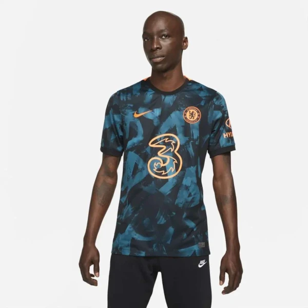 CAMISETA NIKE CHELSEA III 2021/22 TORCEDOR PRO MASCULINA - Preto/laranja