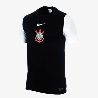 CAMISETA NIKE CORINTHIANS TORCEDOR 2025/26 MASCULINA - Preto/branco