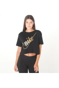CAMISETA NIKE CROPPED SPORTSWEAR GLITTER FEMININA - Preto/dourado CAMISETA NIKE CROPPED SPORTSWEAR GLITTER FEMININA - Preto/dourado