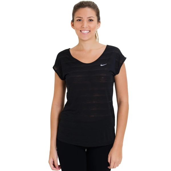 CAMISETA NIKE DF COOL BREEZE SHORT SLEEVE FEMININA - Preto/prata
