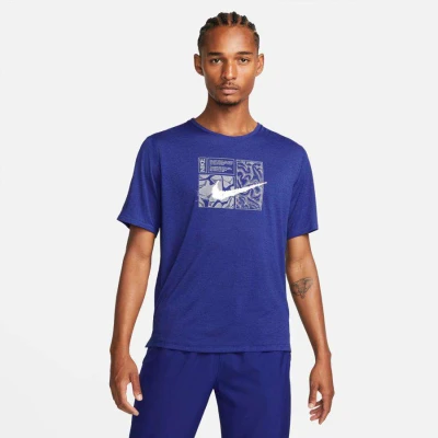 CAMISETA NIKE DF MILER SS TOP DYE MASCULINA - Azul