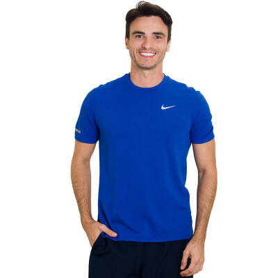CAMISETA NIKE DRI FIT CONTOUR SS MASCULINA - Azul/prata CAMISETA NIKE DRI FIT CONTOUR SS MASCULINA - Azul/prata