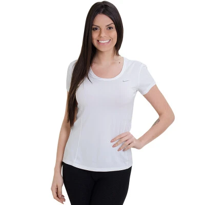 CAMISETA NIKE DRI FIT CONTOUR SSL FEMININA - Branco