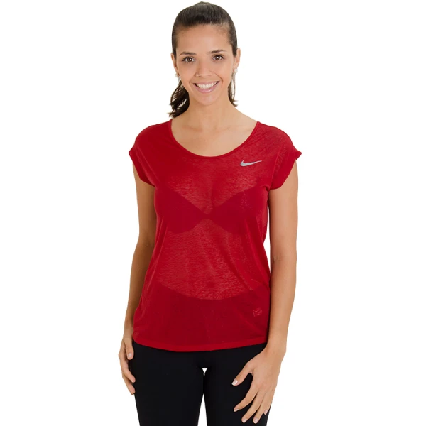 CAMISETA NIKE DRI FIT COOL SHORT FEMININA - Vermelho/prata