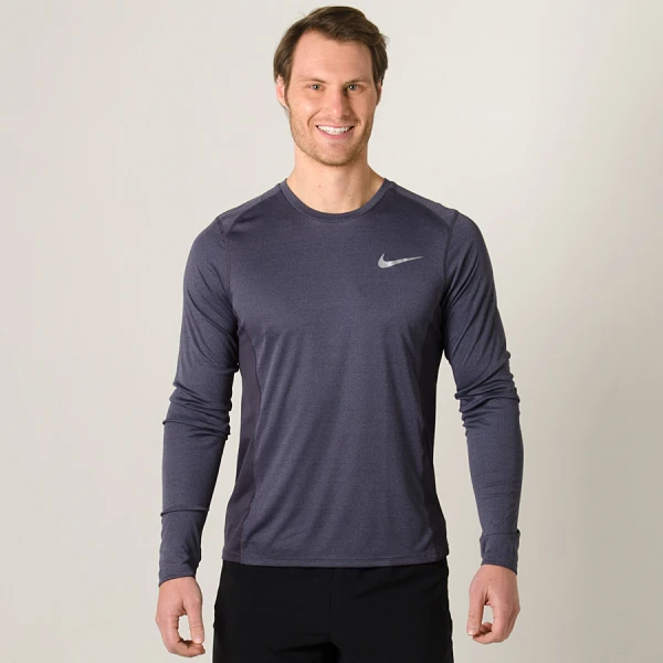 CAMISETA NIKE DRY MILER RUNNING TOP MANGA LONGA MASCULINA - Grafite