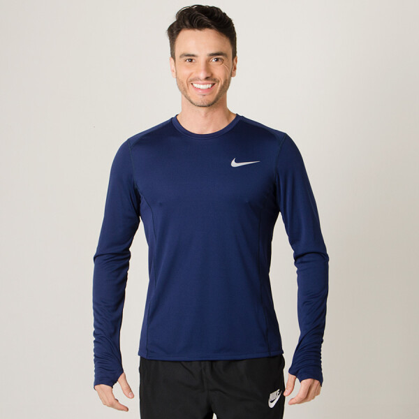 CAMISETA NIKE DRY MILER RUNNING TOP MANGA LONGA MASCULINA - Marinho