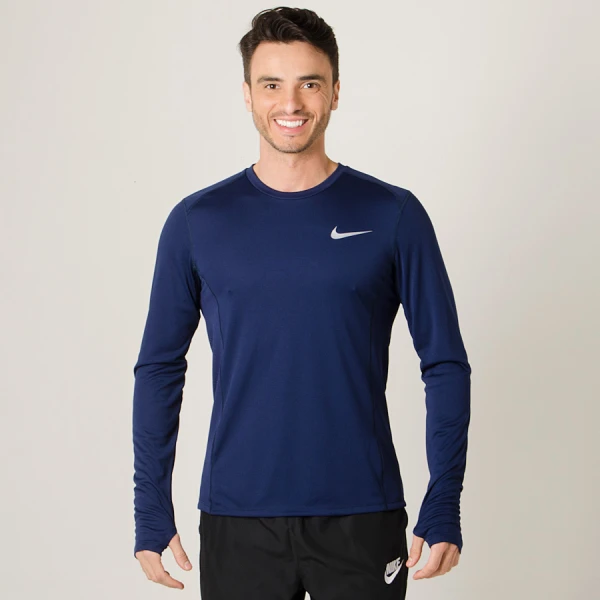 CAMISETA NIKE DRY MILER RUNNING TOP MANGA LONGA MASCULINA - Marinho CAMISETA NIKE DRY MILER RUNNING TOP MANGA LONGA MASCULINA - Marinho