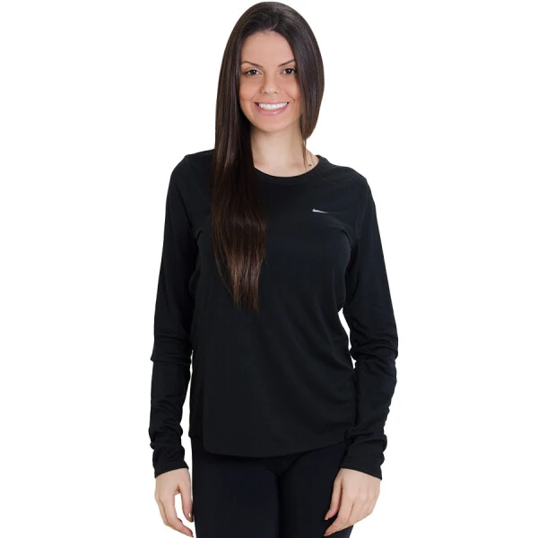 CAMISETA NIKE MILER MANGA LONGA FEMININA - Preto