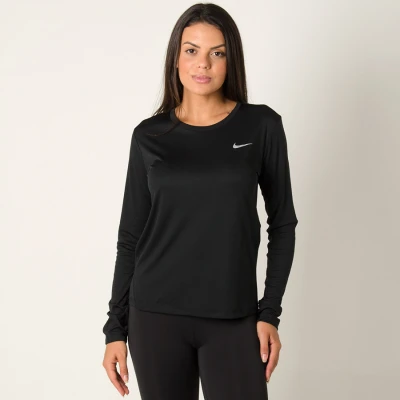 CAMISETA NIKE MILER MANGA LONGA FEMININA - Preto