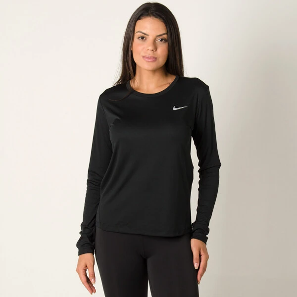 CAMISETA NIKE MILER MANGA LONGA FEMININA - Preto