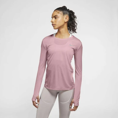 CAMISETA NIKE MILER MANGA LONGA FEMININA - Rosa