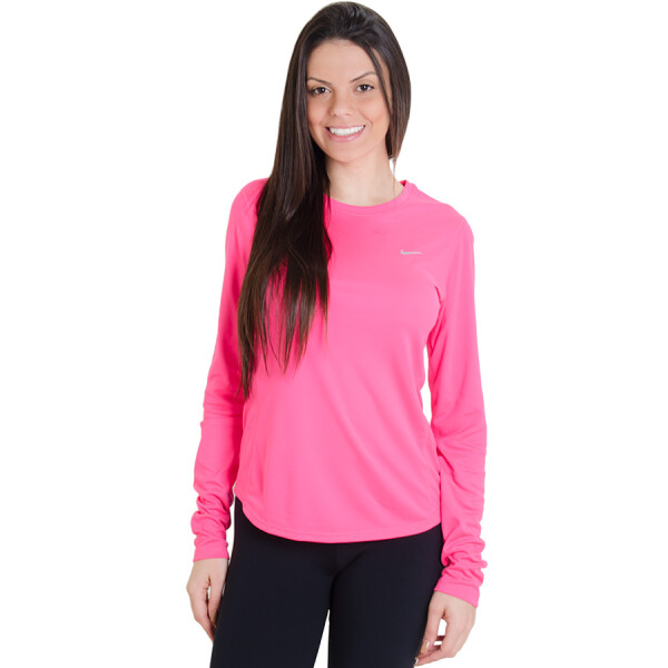 CAMISETA NIKE MILER MANGA LONGA FEMININA - Rosa