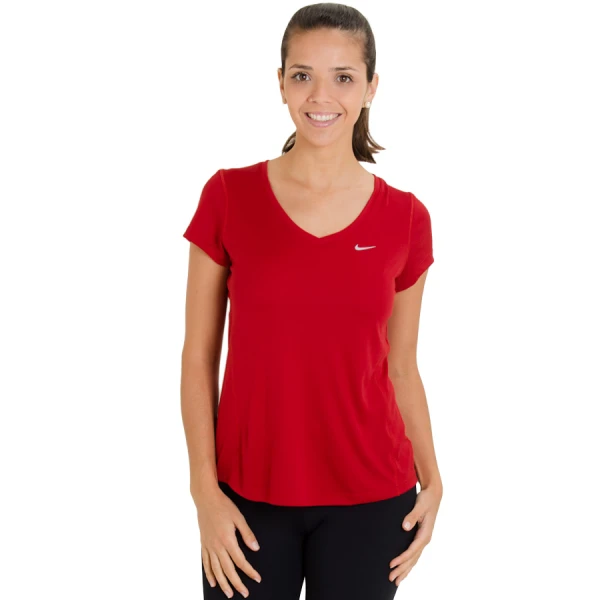 CAMISETA NIKE MILER V NECK FEMININA - Vermelho/prata CAMISETA NIKE MILER V NECK FEMININA - Vermelho/prata