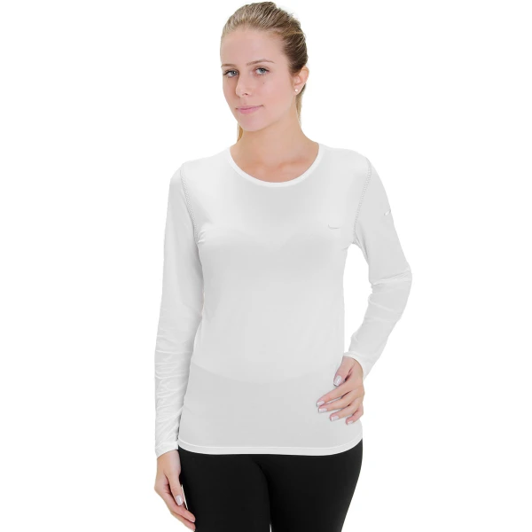 CAMISETA NIKE POLIAMIDA MANGA LONGA FEMININA - Branco CAMISETA NIKE POLIAMIDA MANGA LONGA FEMININA - Branco