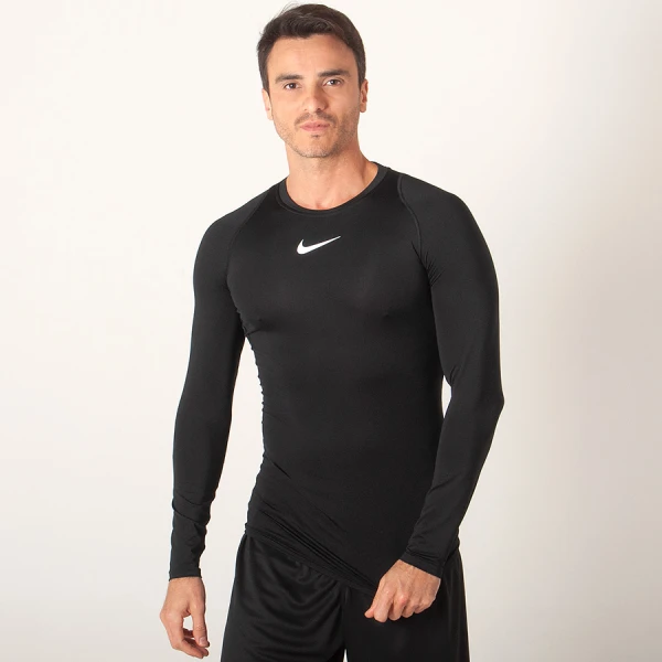 CAMISETA NIKE PRO TOP COMPRESSÃO MANGA LONGA MASCULINA - Preto