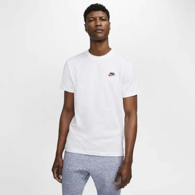 CAMISETA NIKE SPORTSWEAR CLUB MASCULINA - Branco/vermelho