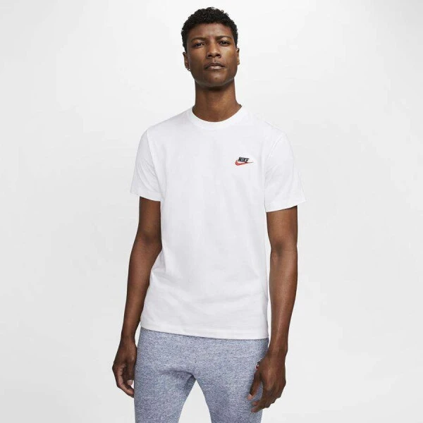 CAMISETA NIKE SPORTSWEAR CLUB MASCULINA - Branco/vermelho