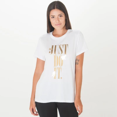 CAMISETA NIKE SPORTSWEAR SHINE FEMININA - Branco/dourado CAMISETA NIKE SPORTSWEAR SHINE FEMININA - Branco/dourado