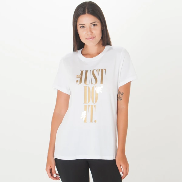 CAMISETA NIKE SPORTSWEAR SHINE FEMININA - Branco/dourado CAMISETA NIKE SPORTSWEAR SHINE FEMININA - Branco/dourado