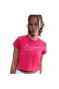 CAMISETA NIKE SPORTWEAR CLUB HBR FEMININA - Pink/branco CAMISETA NIKE SPORTWEAR CLUB HBR FEMININA - Pink/branco