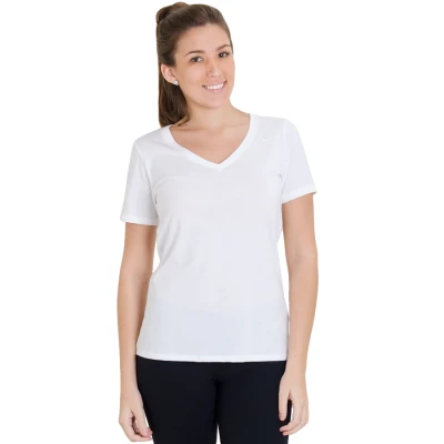 CAMISETA NIKE V NECK DFC SS TEE 2.0 FEMININA - Branco CAMISETA NIKE V NECK DFC SS TEE 2.0 FEMININA - Branco