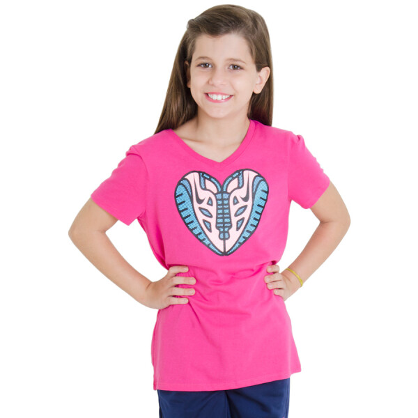CAMISETA NIKE V NECK FREE HEART TEE INFANTIL - Pink/azul