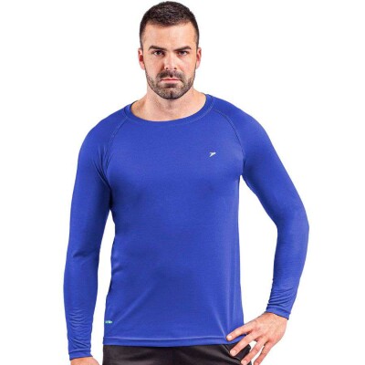 CAMISETA POKER PROTECAO UV 50+ III MANGA LONGA MASCULINA - Azul