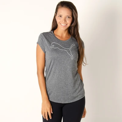 CAMISETA PUMA ACTIVE LOGO HEATHER TEE FEMININA - Grafite
