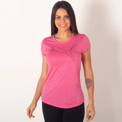 CAMISETA PUMA ACTIVE LOGO HEATHER TEE FEMININA - Rosa