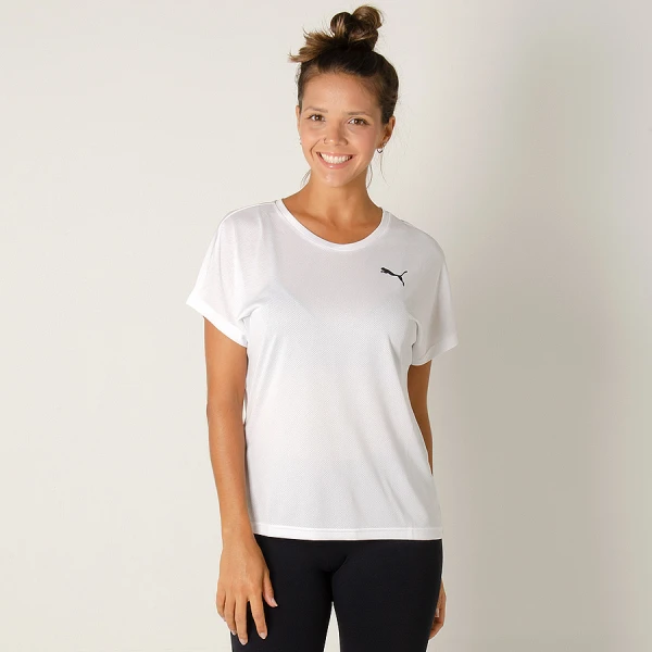 CAMISETA PUMA ACTIVE MESH HEATHER TEE FEMININA - Branco CAMISETA PUMA ACTIVE MESH HEATHER TEE FEMININA - Branco