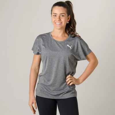 CAMISETA PUMA ACTIVE MESH HEATHER TEE FEMININA - Grafite CAMISETA PUMA ACTIVE MESH HEATHER TEE FEMININA - Grafite