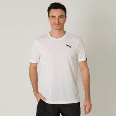 CAMISETA PUMA ACTIVE TEE MASCULINA - Branco/preto CAMISETA PUMA ACTIVE TEE MASCULINA - Branco/preto