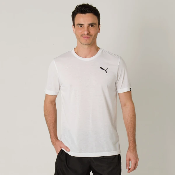 CAMISETA PUMA ACTIVE TEE MASCULINA - Branco/preto CAMISETA PUMA ACTIVE TEE MASCULINA - Branco/preto