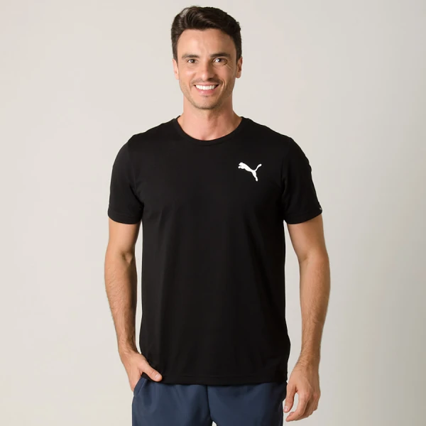 CAMISETA PUMA ACTIVE TEE MASCULINA - Preto/branco CAMISETA PUMA ACTIVE TEE MASCULINA - Preto/branco