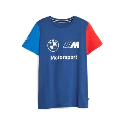 CAMISETA PUMA BMW MMS ESS LOGO TEE INFANTIL - Azul