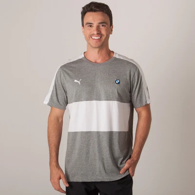 CAMISETA PUMA BMW MOTORSPORT T7 MASCULINA - Cinza/branco