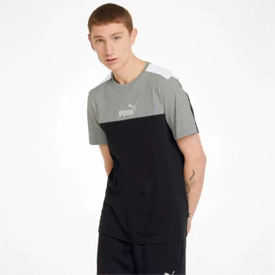 CAMISETA PUMA ESS + BLOCK TEE MASCULINA - Preto/cinza