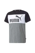 CAMISETA PUMA ESS COLOR BLOCK TEE INFANTIL - Preto/cinza