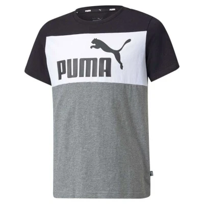 CAMISETA PUMA ESS COLOR BLOCK TEE INFANTIL - Preto/cinza