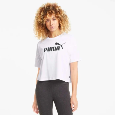 CAMISETA PUMA ESS CROPPED LOGO TEE FEMININA - Branco CAMISETA PUMA ESS CROPPED LOGO TEE FEMININA - Branco