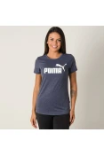 CAMISETA PUMA ESS LOGO HEATHER TEE FEMININA - Azul CAMISETA PUMA ESS LOGO HEATHER TEE FEMININA - Azul