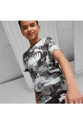 CAMISETA PUMA ESS+ STREET ART AOP TEE INFANTIL - Preto/cinza