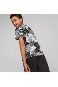 CAMISETA PUMA ESS+ STREET ART AOP TEE INFANTIL - Preto/cinza