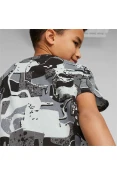 CAMISETA PUMA ESS+ STREET ART AOP TEE INFANTIL - Preto/cinza