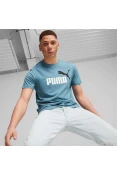 CAMISETA PUMA ESSENTIALS+ 2 COLOUR LOGO MASCULINA - Azul/branco