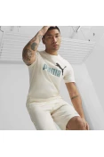 CAMISETA PUMA ESSENTIALS+ 2 COLOUR LOGO MASCULINA - Bege