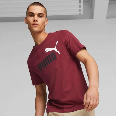CAMISETA PUMA ESSENTIALS+ 2 COLOUR LOGO MASCULINA - Bordo
