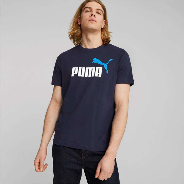 CAMISETA PUMA ESSENTIALS+ 2 COLOUR LOGO MASCULINA - Marinho