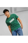 CAMISETA PUMA ESSENTIALS+ 2 COLOUR LOGO MASCULINA - Verde/branco